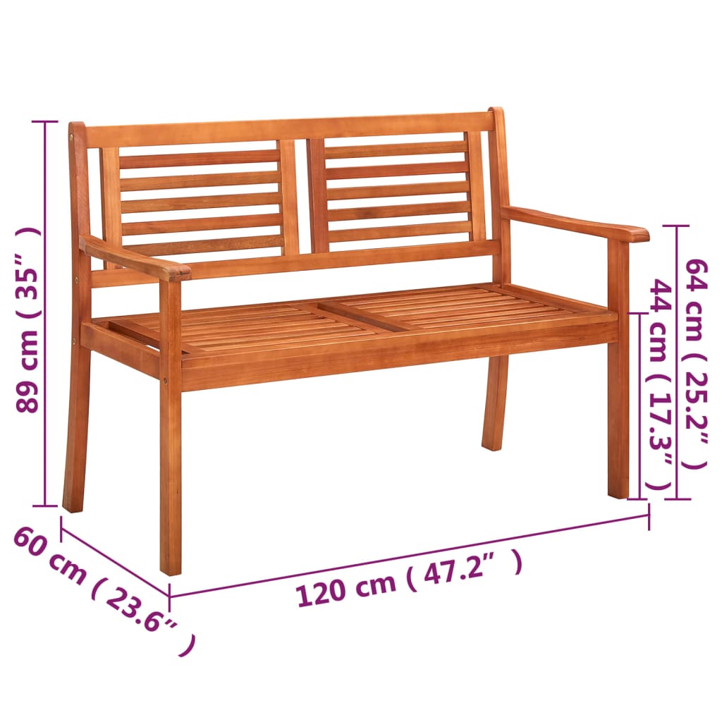 Tuinbank 3-zits met kussen 150 cm massief eucalyptushout