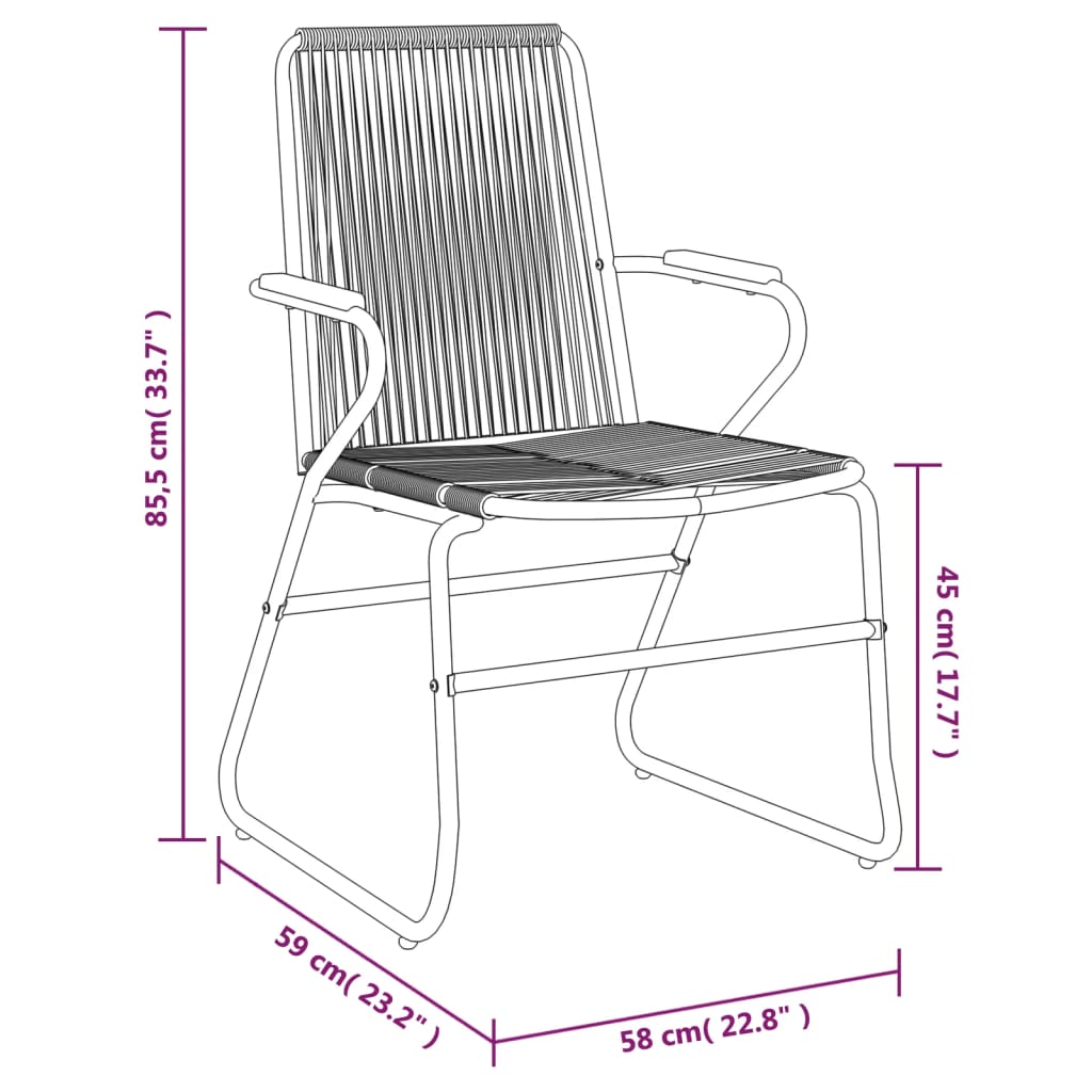 5-delige Tuinset PVC-rattan zwart