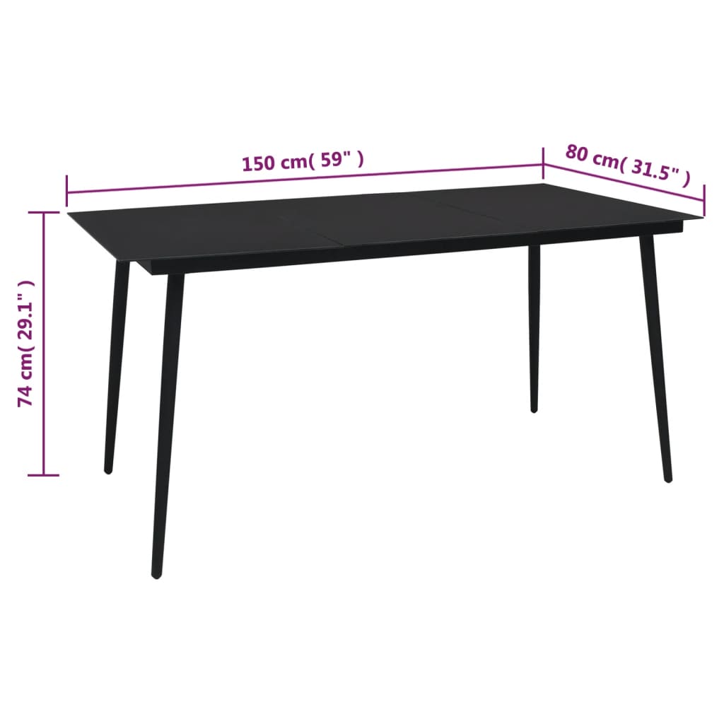 5-delige Tuinset PVC-rattan zwart