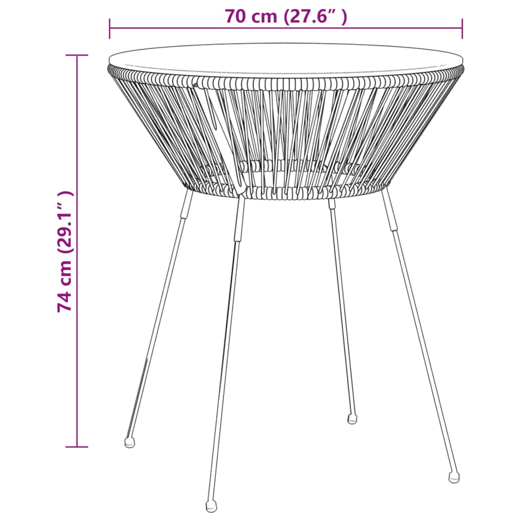 3-delige Tuinset PVC-rattan zwart