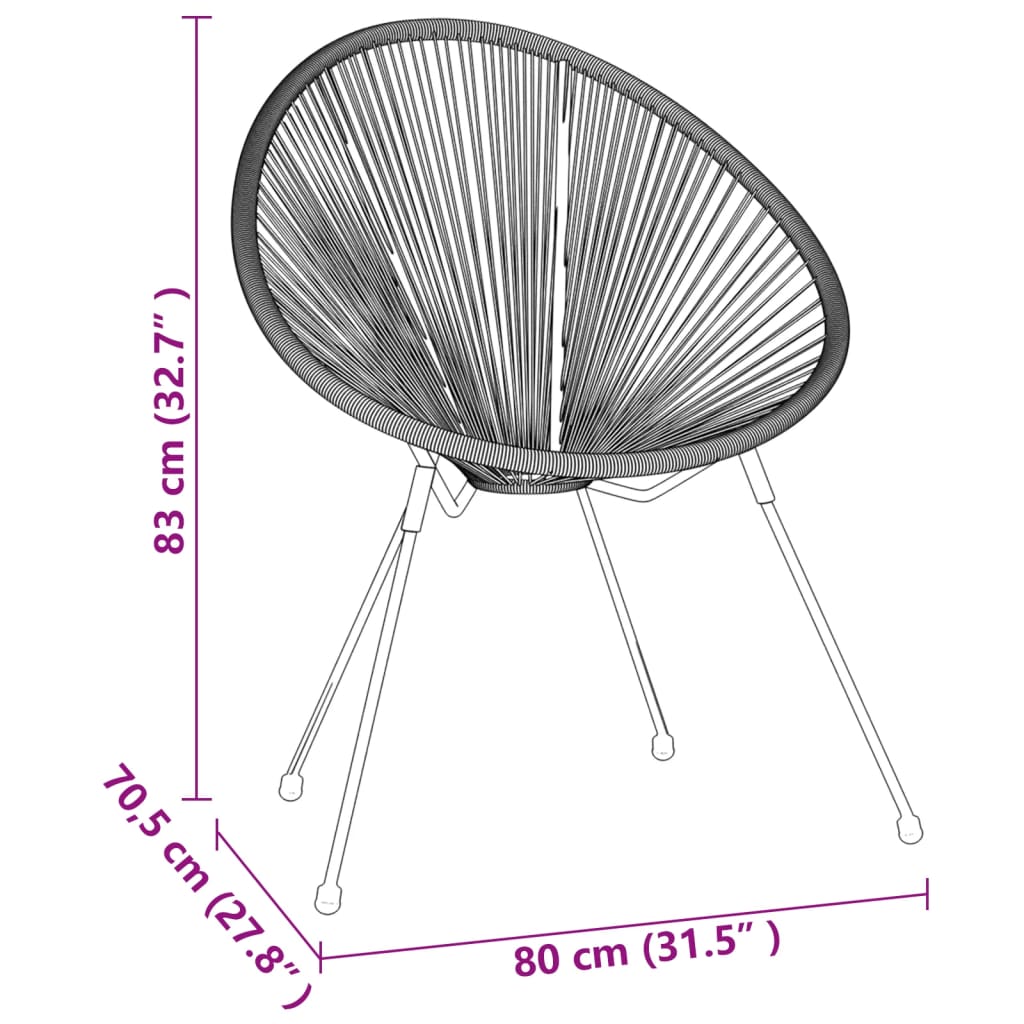 3-delige Tuinset PVC-rattan zwart