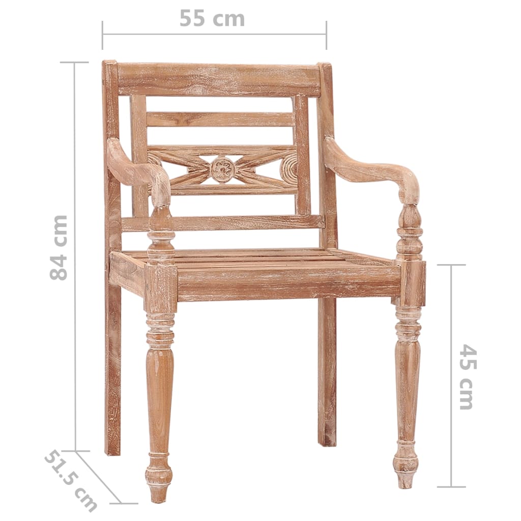 Stoelen Batavia 8 st met kussens massief teakhout