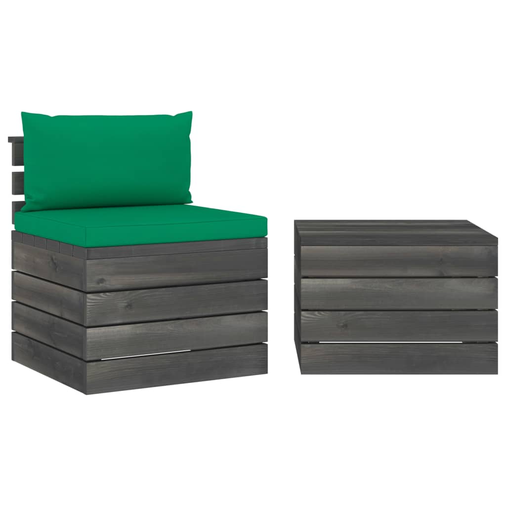 2-delige Loungeset met kussens pallet massief grenenhout