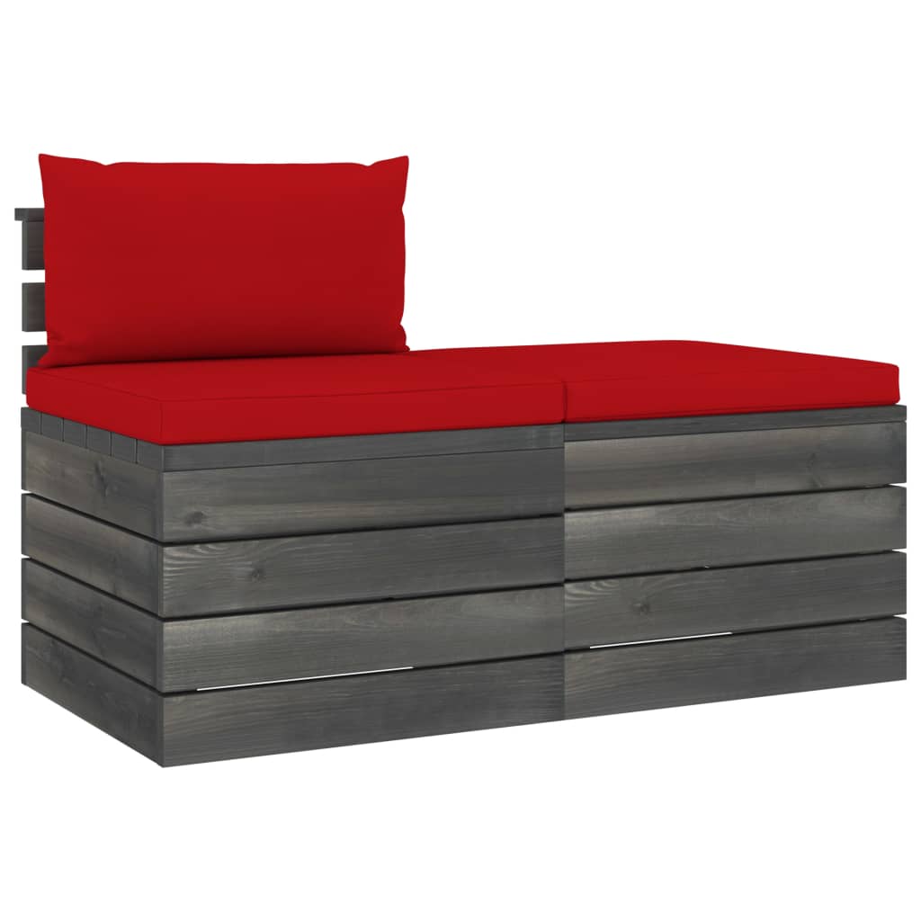 2-delige Loungeset met kussens pallet massief grenenhout