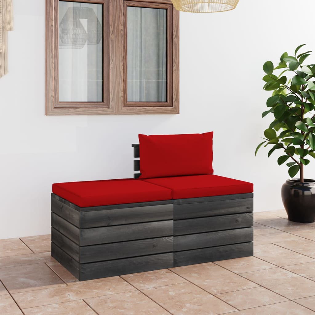 2-delige Loungeset met kussens pallet massief grenenhout