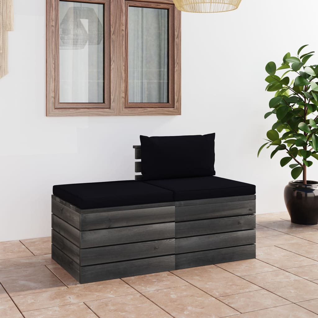 2-delige Loungeset met kussens pallet massief grenenhout