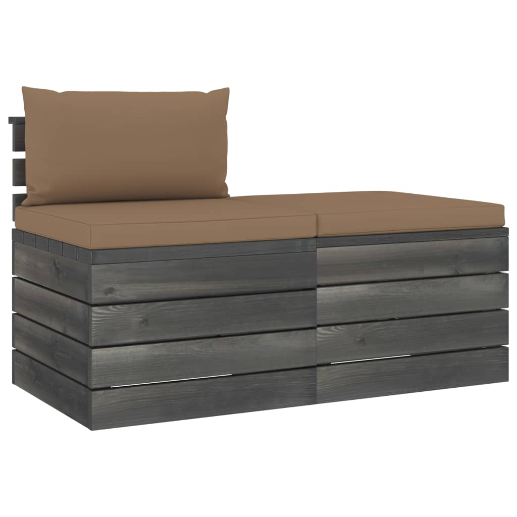 2-delige Loungeset met kussens pallet massief grenenhout