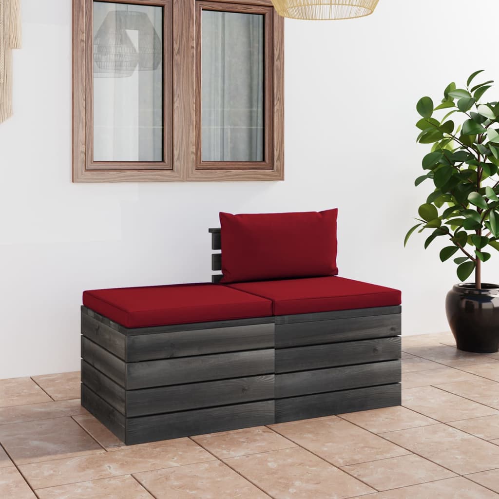 2-delige Loungeset met kussens pallet massief grenenhout