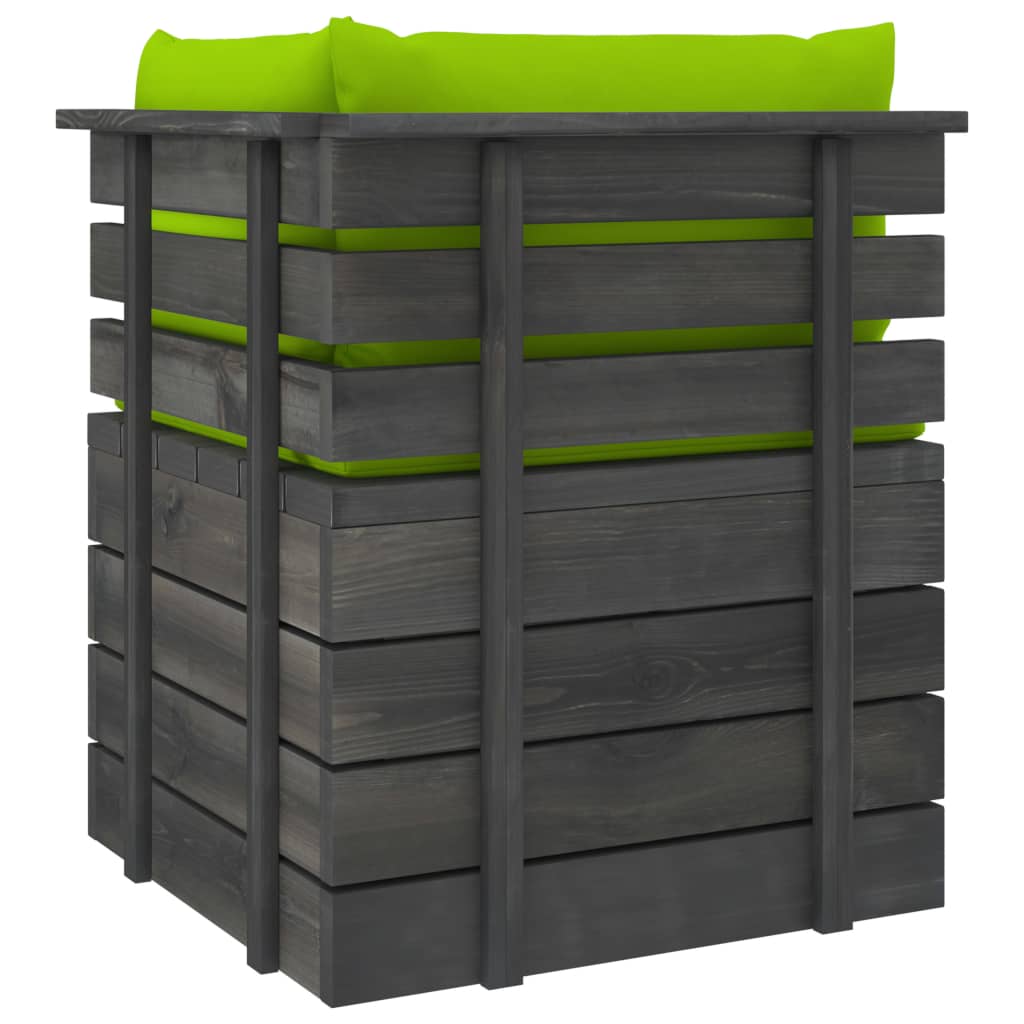 Tuinbank 4-zits met kussens pallet massief grenenhout