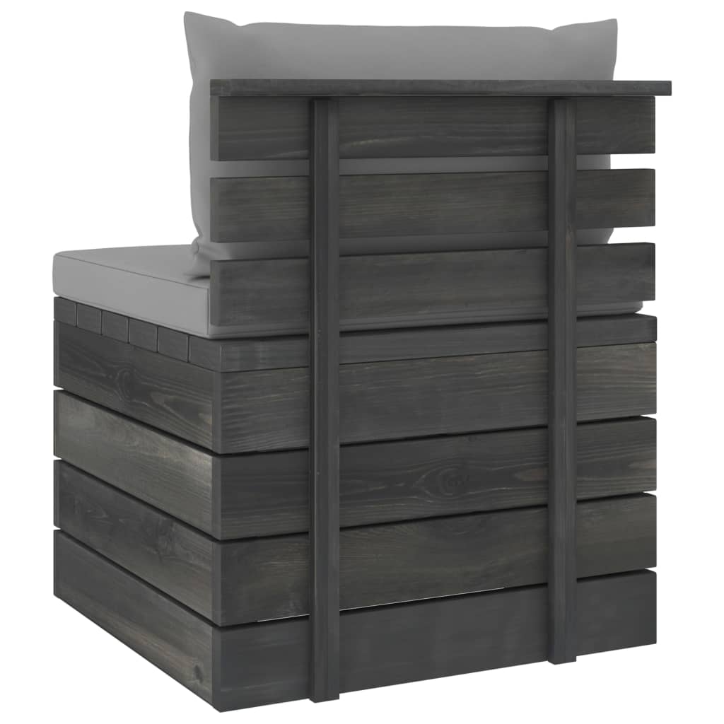 3-delige Loungeset met kussens pallet massief grenenhout