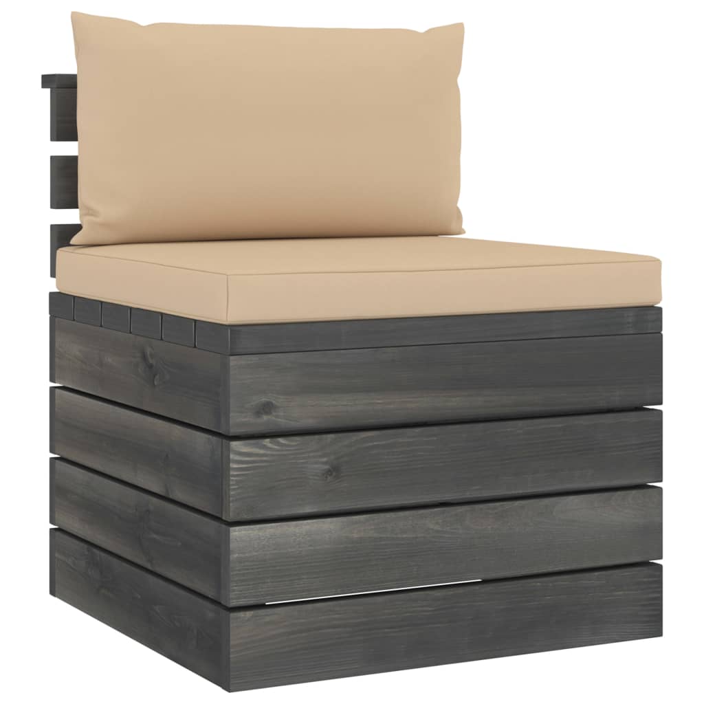 3-delige Loungeset met kussens pallet massief grenenhout