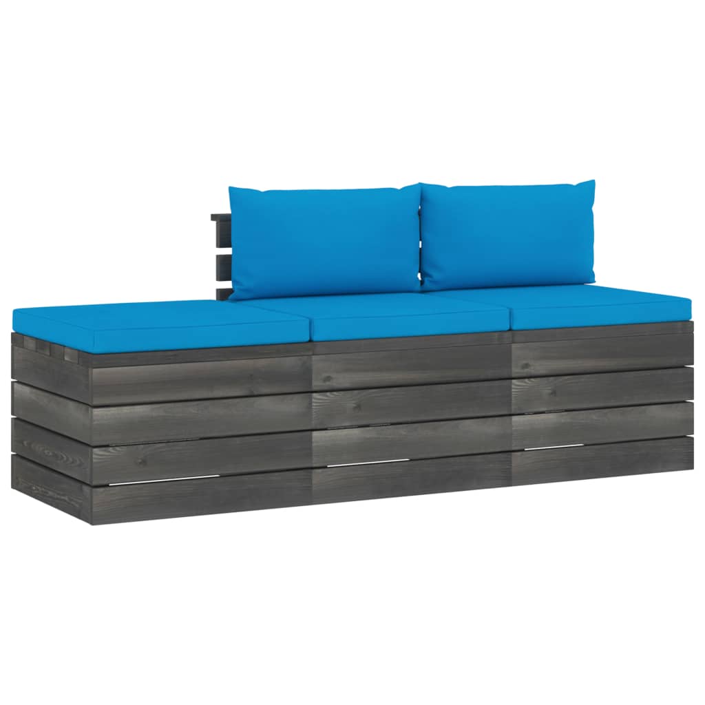 3-delige Loungeset pallet massief grenenhout donkergrijs