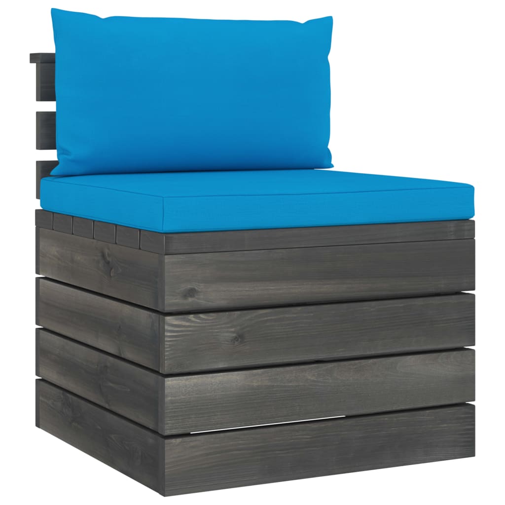 3-delige Loungeset met kussens pallet massief grenenhout