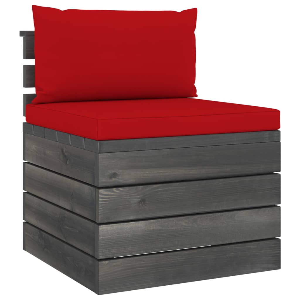 3-delige Loungeset met kussens pallet massief grenenhout