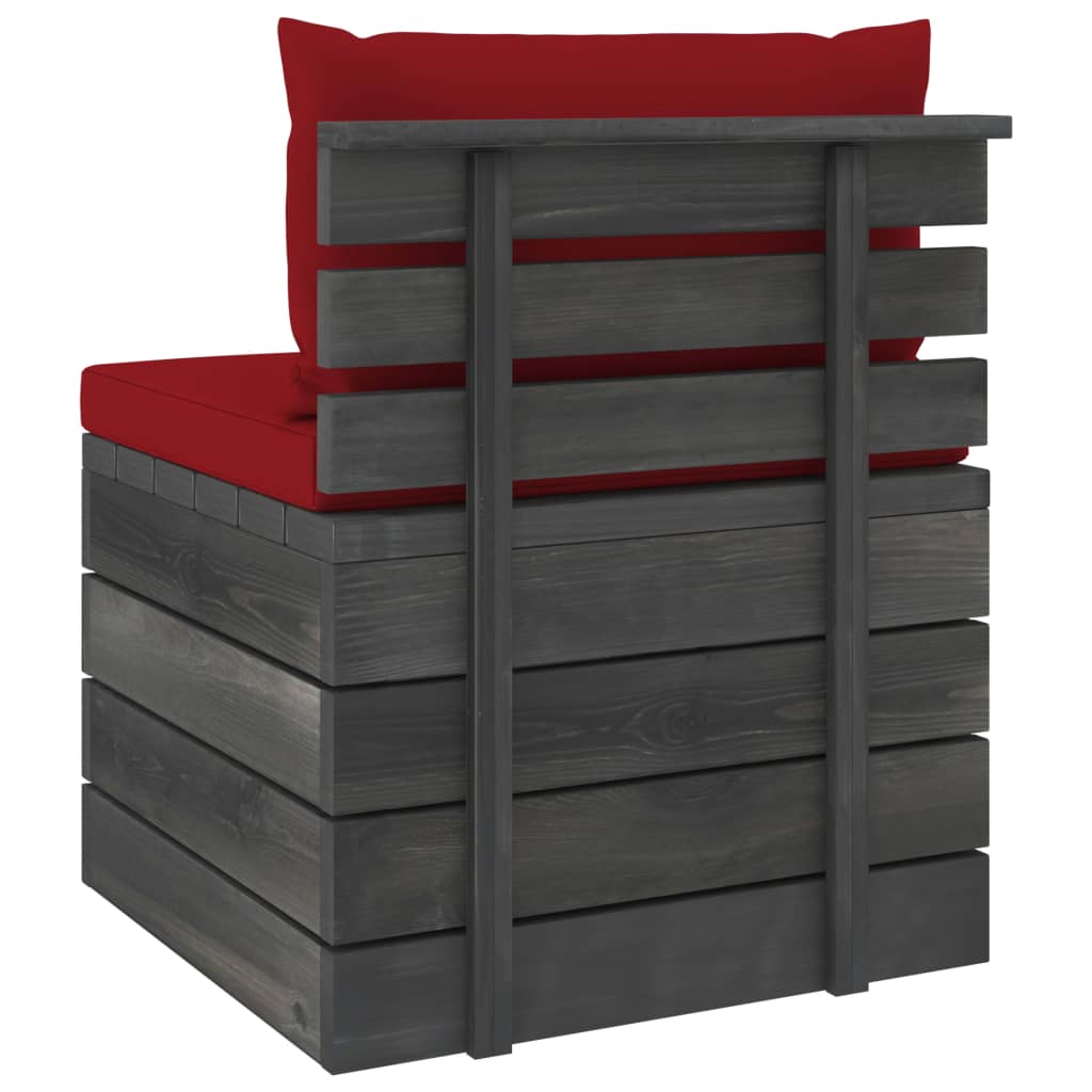 3-delige Loungeset met kussens pallet massief grenenhout