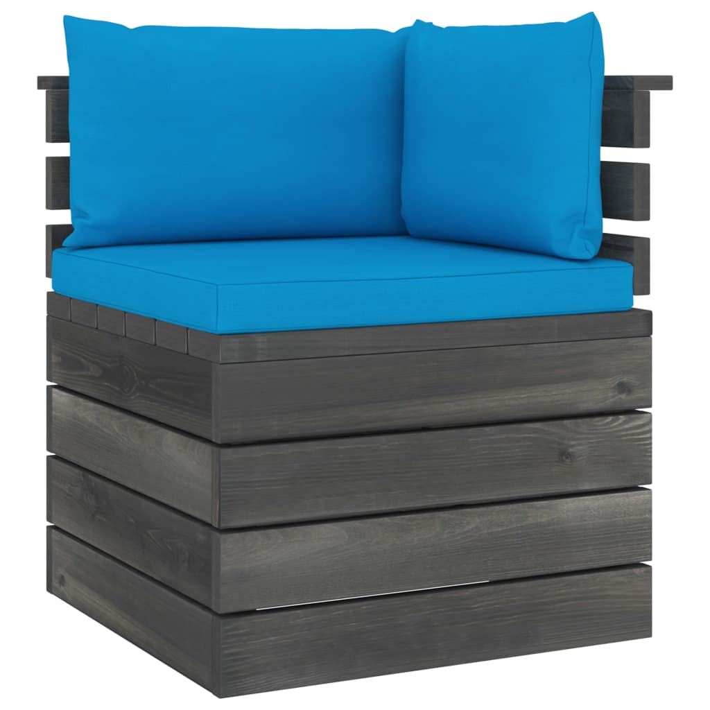 3-delige Loungeset met kussens pallet massief grenenhout