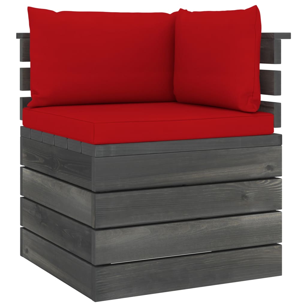 3-delige Loungeset met kussens pallet massief grenenhout