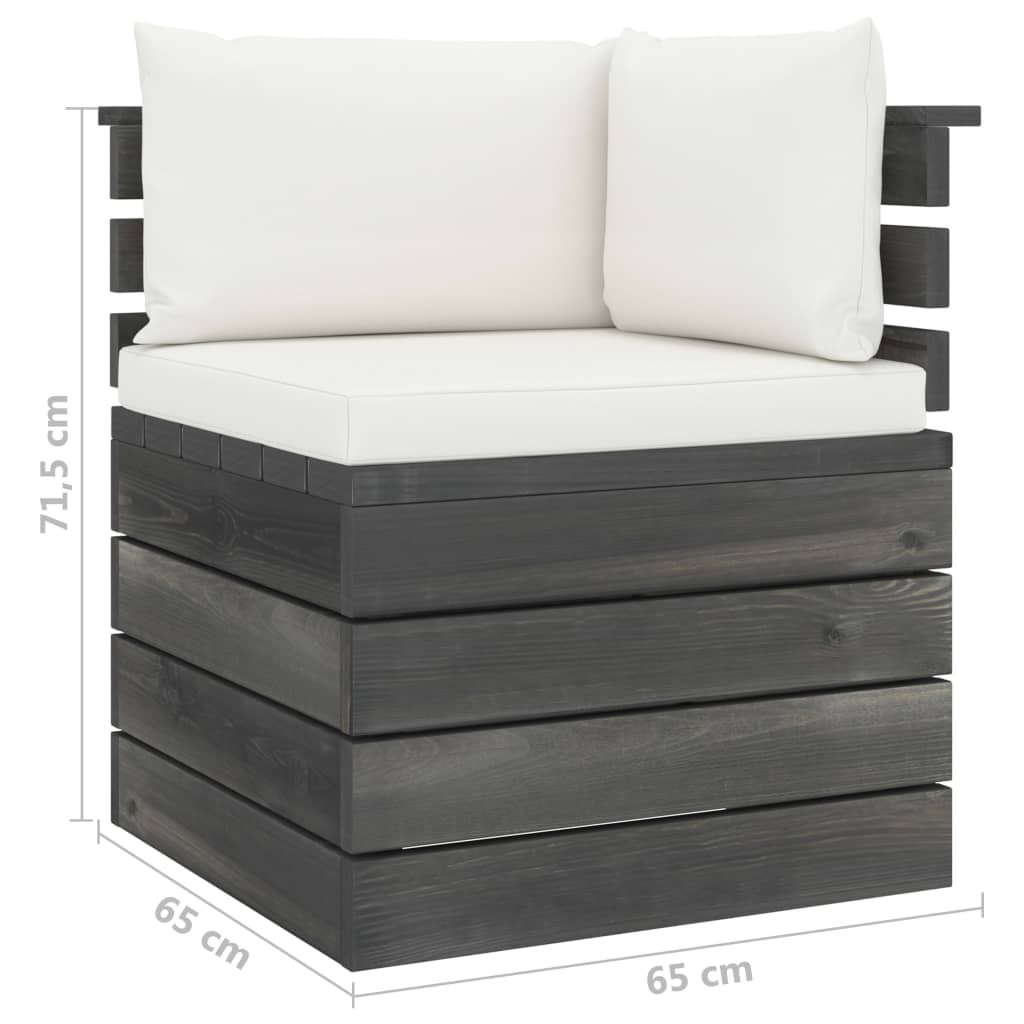 5-delige Loungeset met kussens pallet massief grenenhout