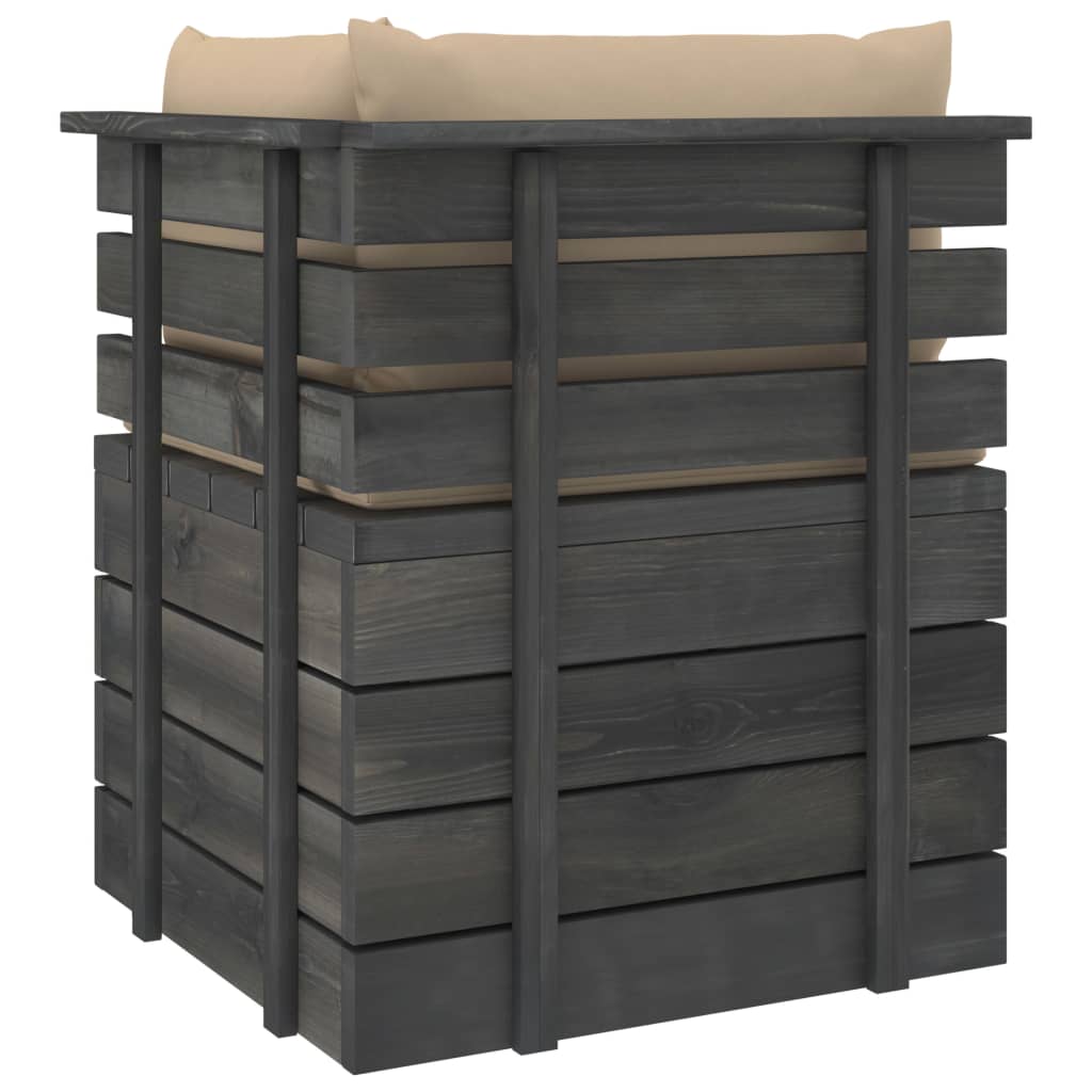 5-delige Loungeset met kussens pallet massief grenenhout