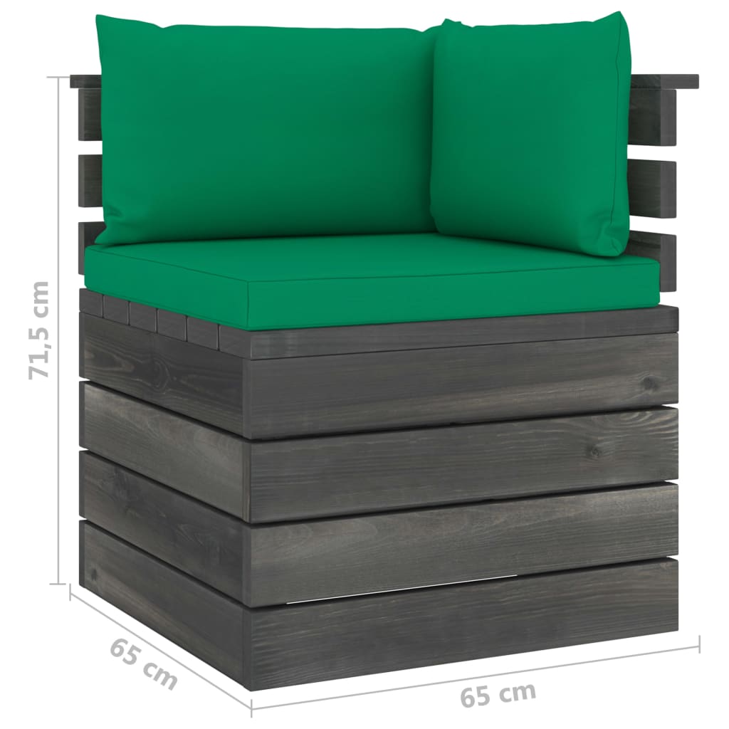 5-delige Loungeset met kussens pallet massief grenenhout