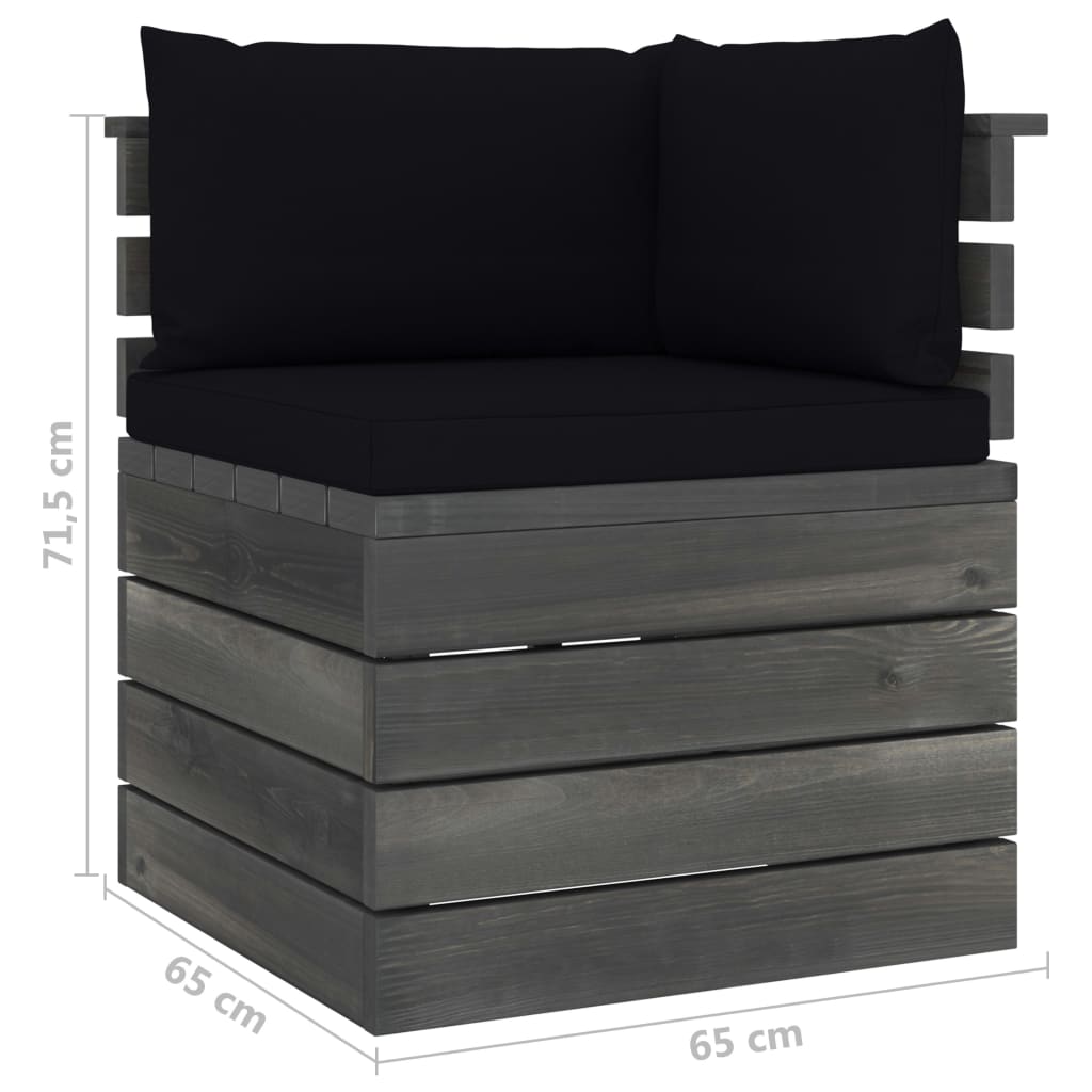 5-delige Loungeset met kussens pallet massief grenenhout