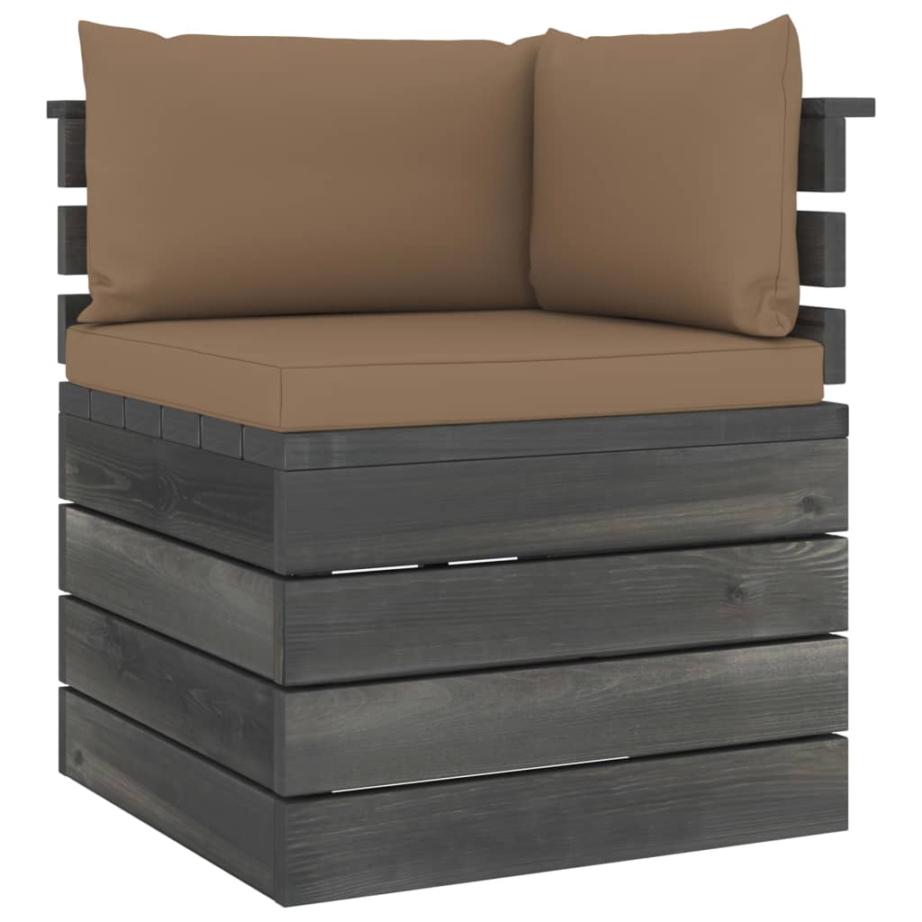 5-delige Loungeset met kussens pallet massief grenenhout