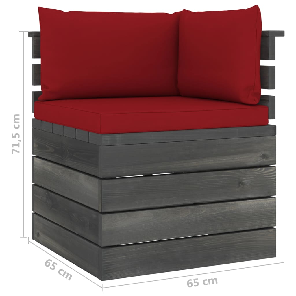 5-delige Loungeset met kussens pallet massief grenenhout