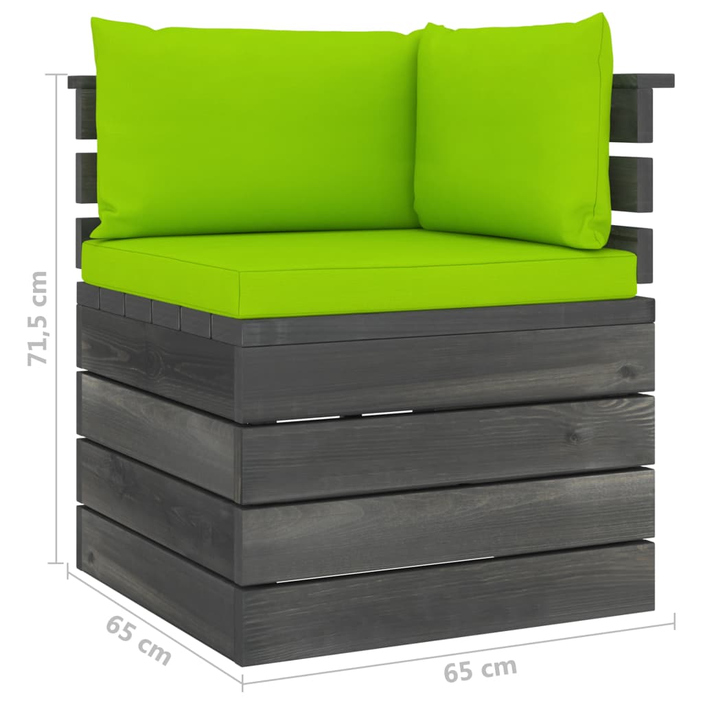 5-delige Loungeset met kussens pallet massief grenenhout