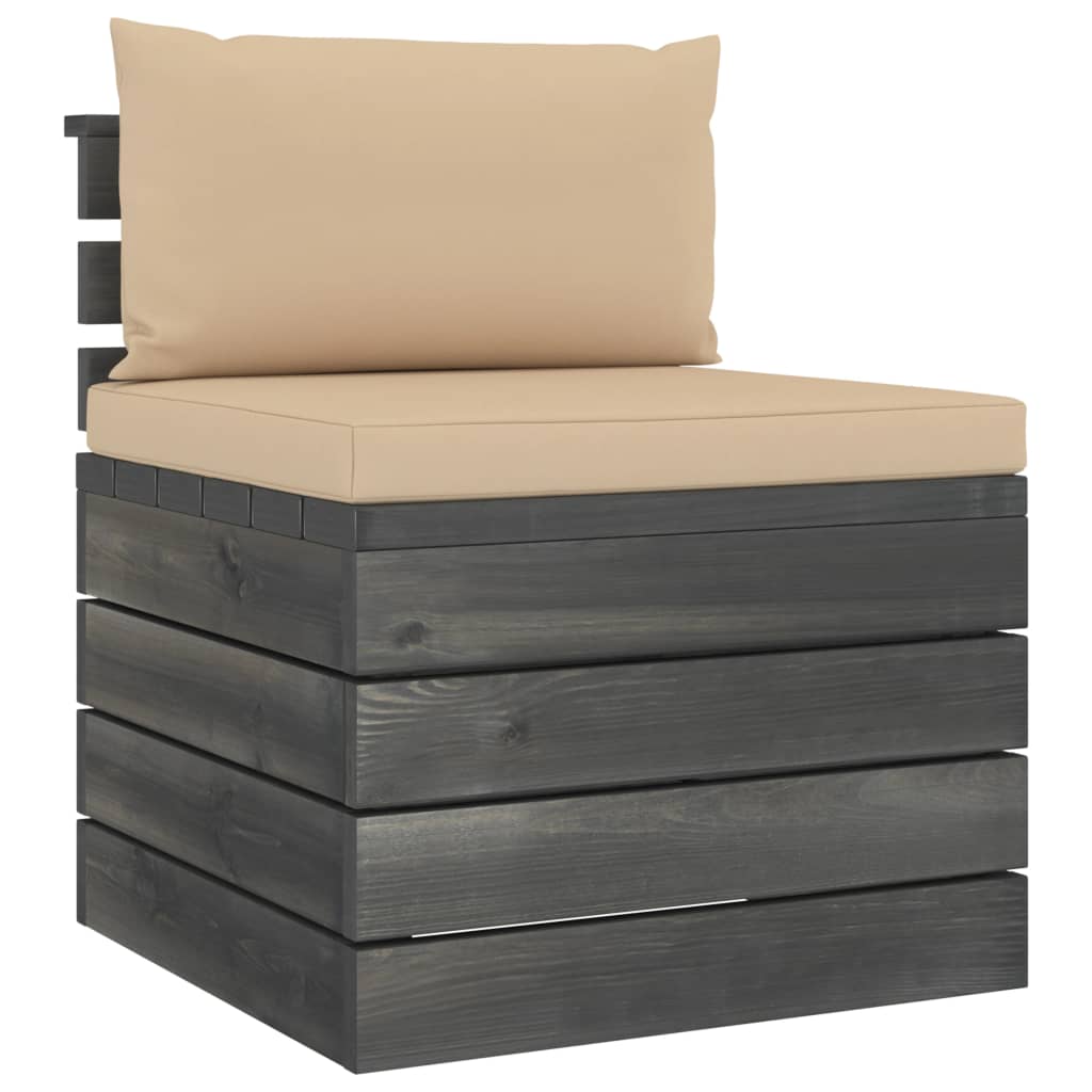 5-delige Loungeset met kussens pallet massief grenenhout