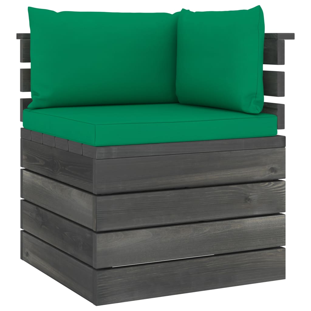 5-delige Loungeset met kussens pallet massief grenenhout