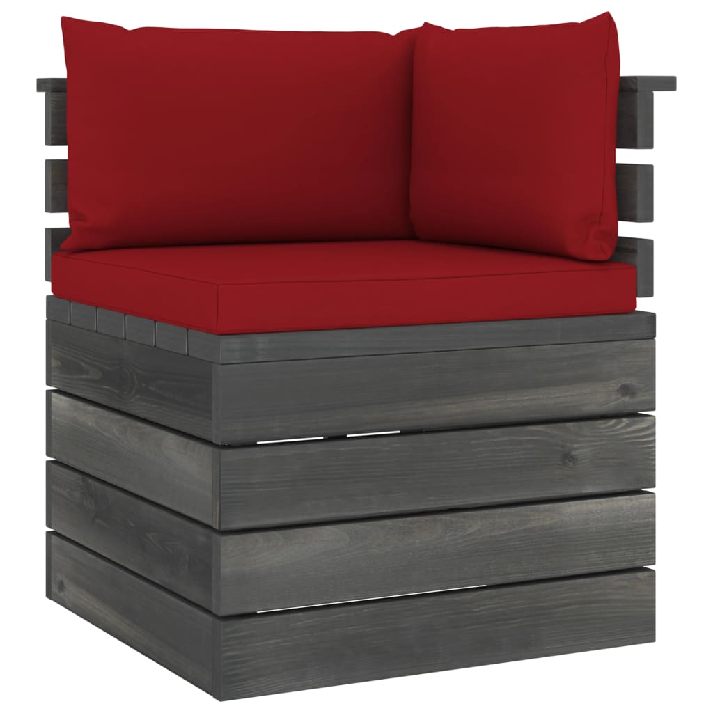 5-delige Loungeset met kussens pallet massief grenenhout