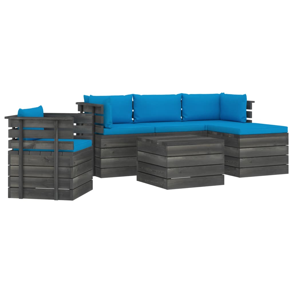 6-delige Loungeset pallet massief grenenhout donkergrijs