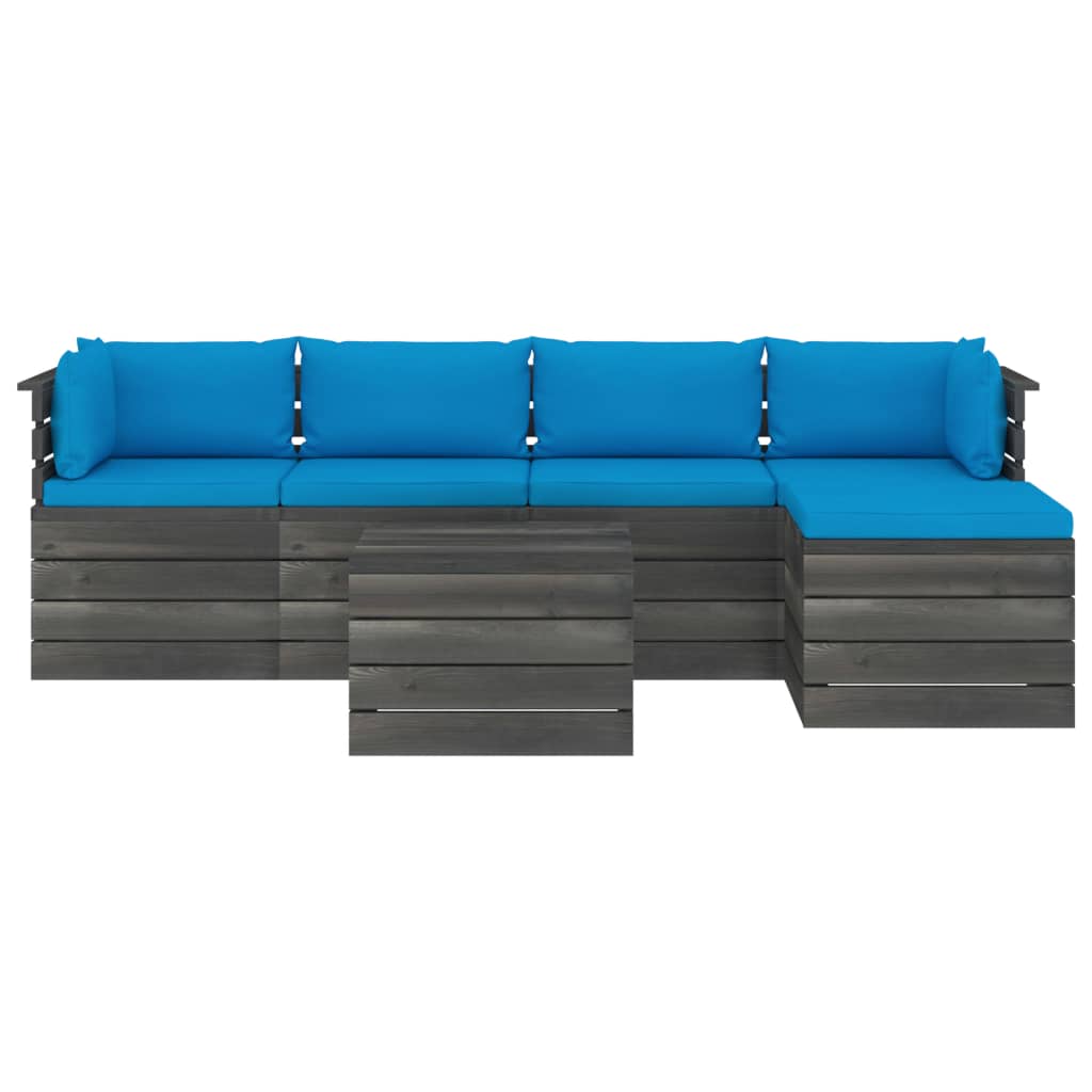 6-delige Loungeset pallet massief grenenhout donkergrijs