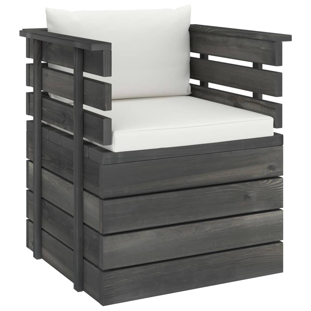 7-delige Loungeset met kussens pallet massief grenenhout