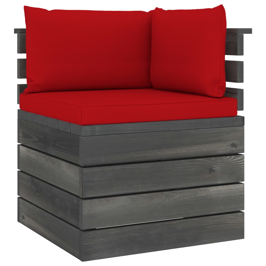 7-delige Loungeset met kussens pallet massief grenenhout