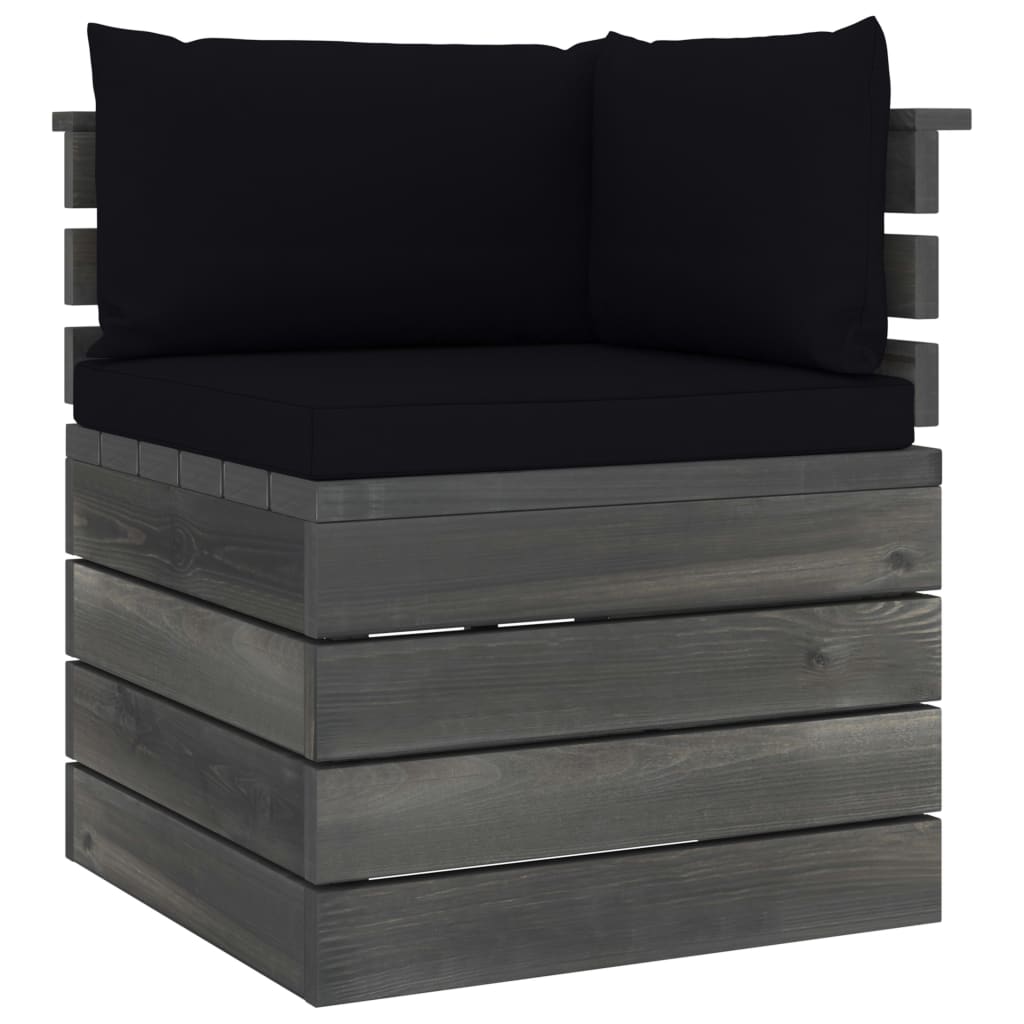 7-delige Loungeset met kussens pallet massief grenenhout