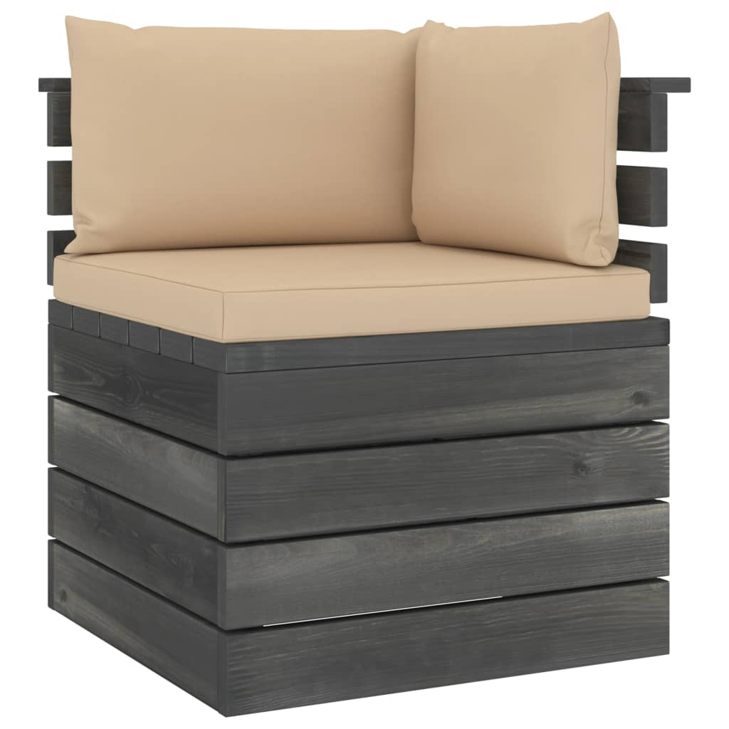 6-delige Loungeset met kussens pallet massief grenenhout