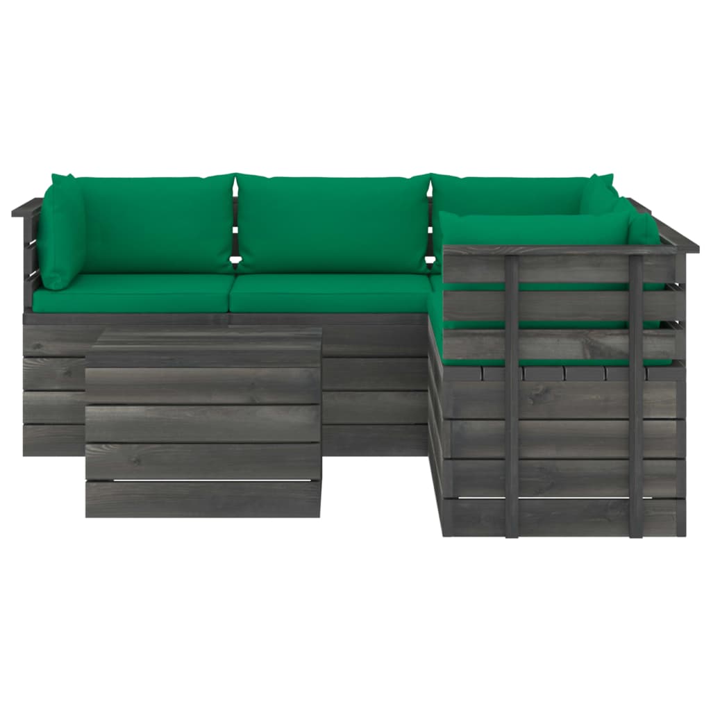 6-delige Loungeset met kussens pallet massief grenenhout