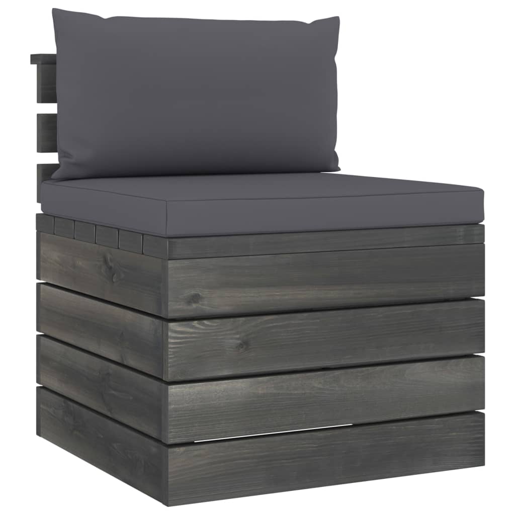 7-delige Loungeset met kussens pallet massief grenenhout