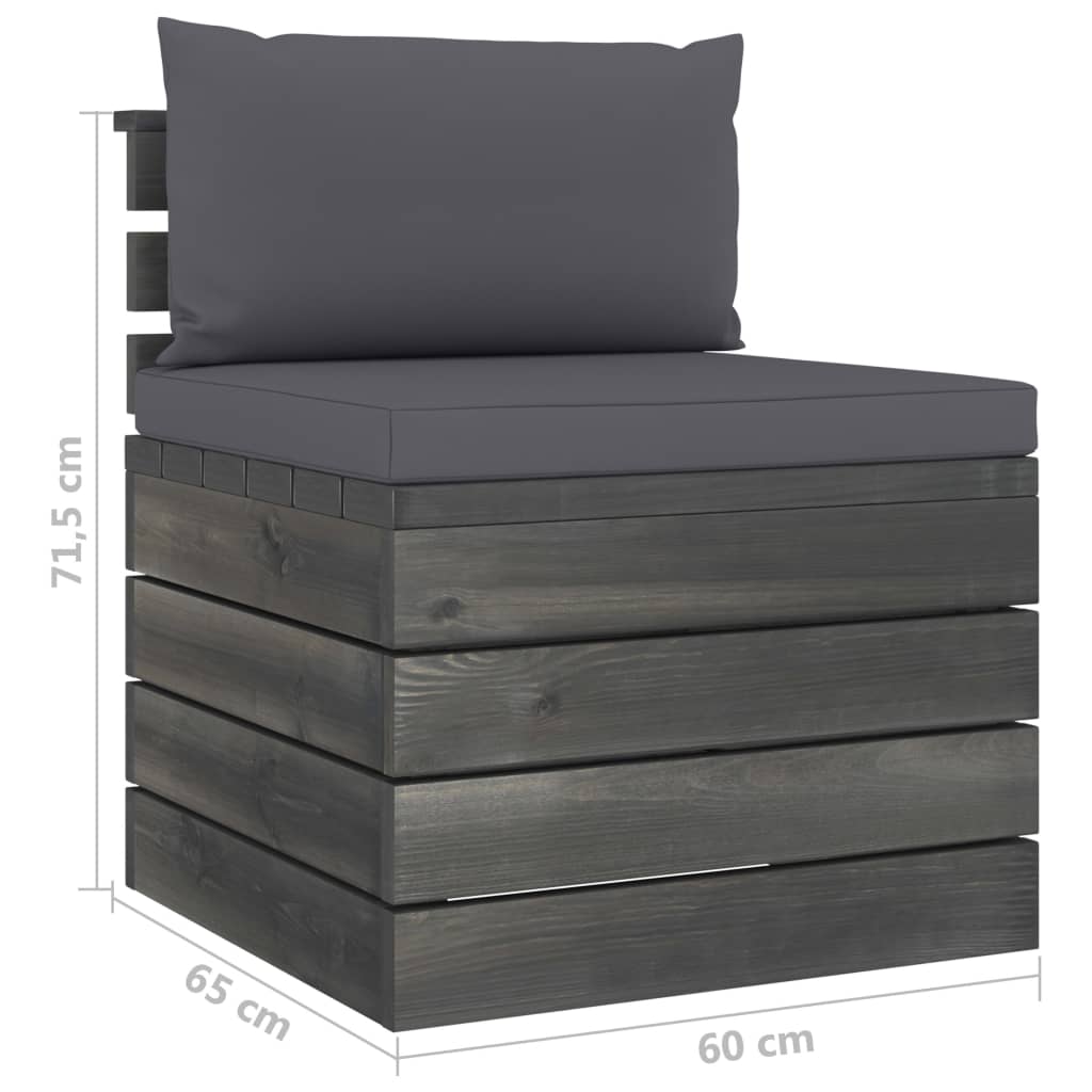 7-delige Loungeset met kussens pallet massief grenenhout