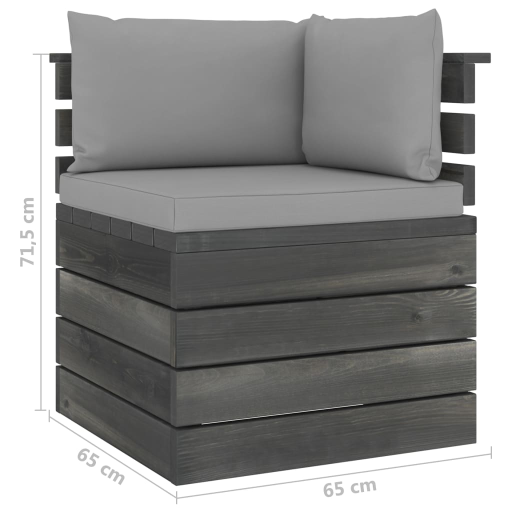 7-delige Loungeset met kussens pallet massief grenenhout