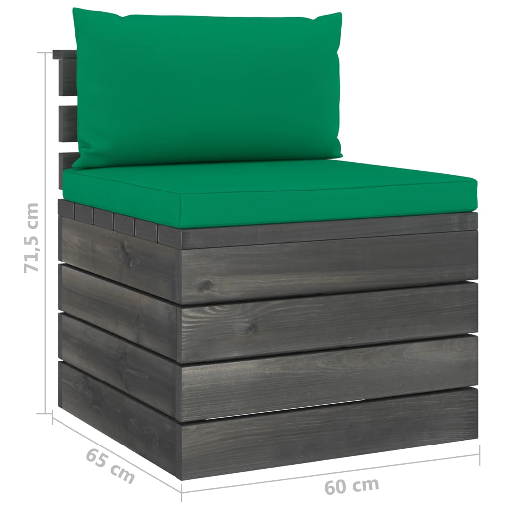 7-delige Loungeset met kussens pallet massief grenenhout