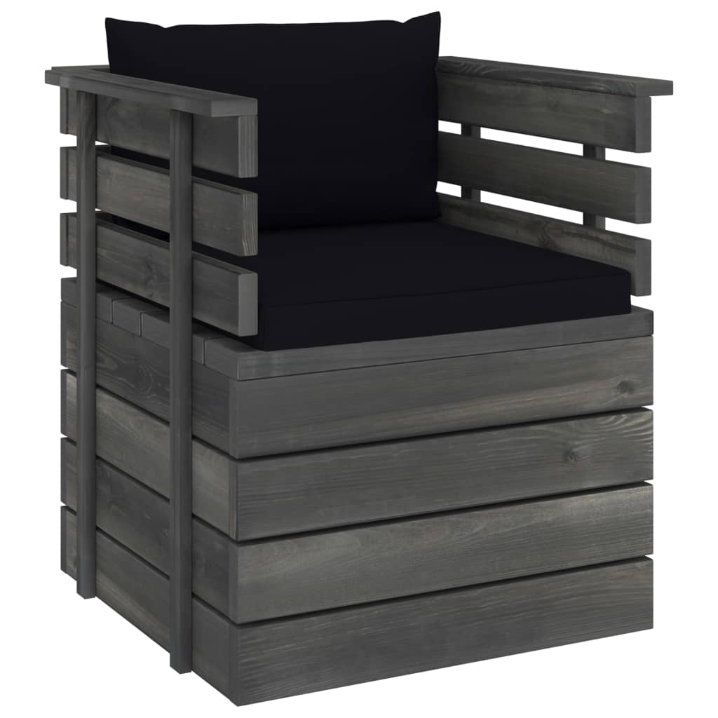 7-delige Loungeset met kussens pallet massief grenenhout