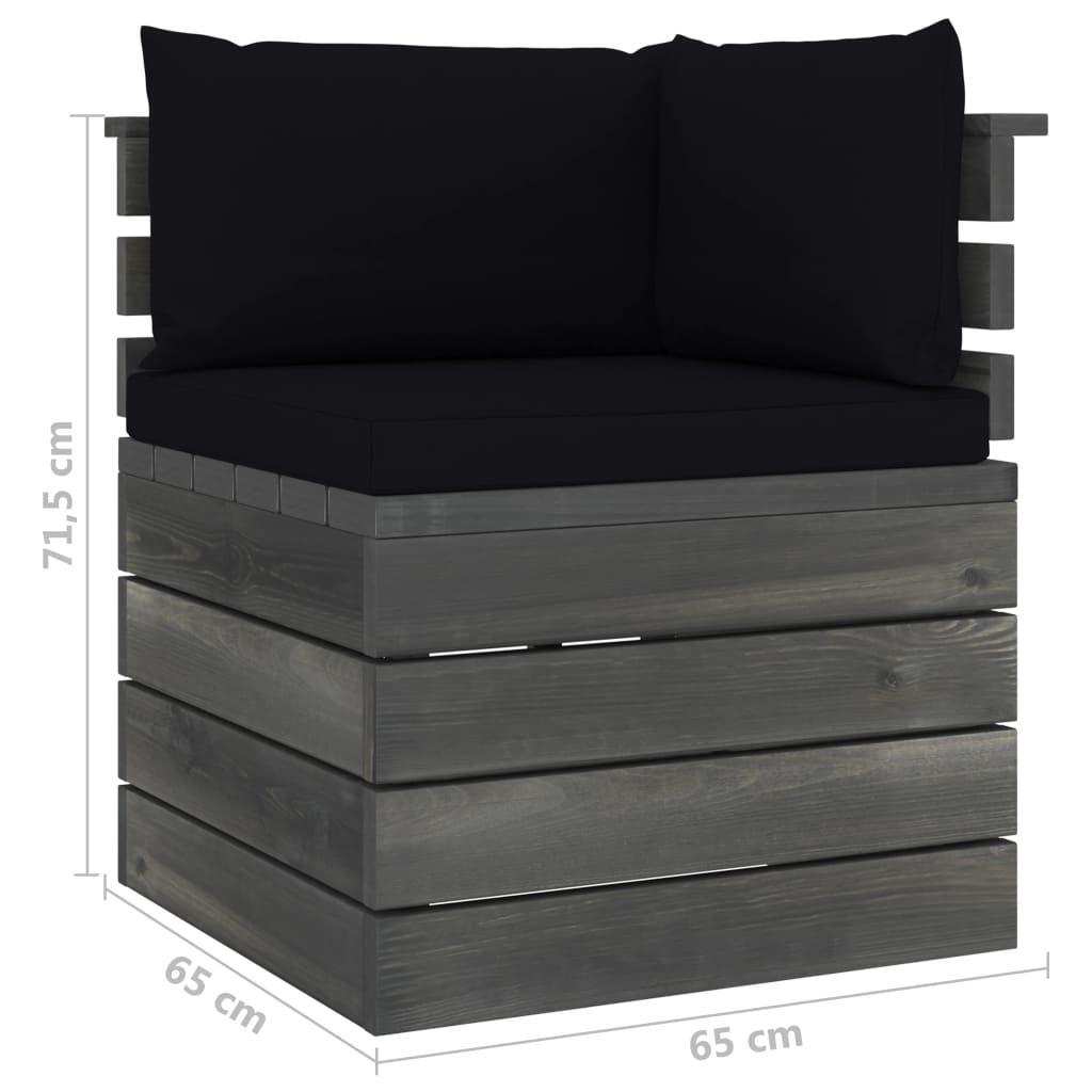 7-delige Loungeset met kussens pallet massief grenenhout