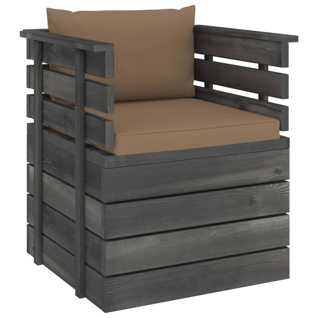 7-delige Loungeset met kussens pallet massief grenenhout