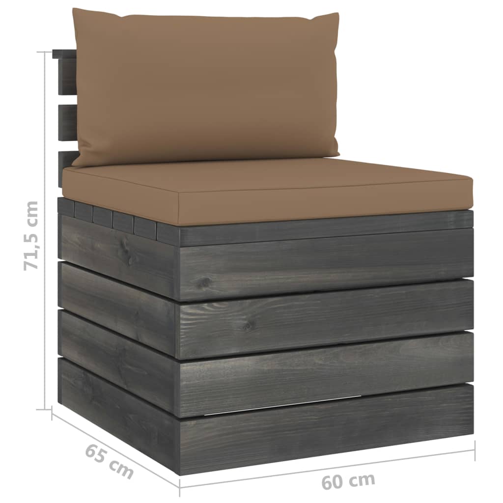 7-delige Loungeset met kussens pallet massief grenenhout