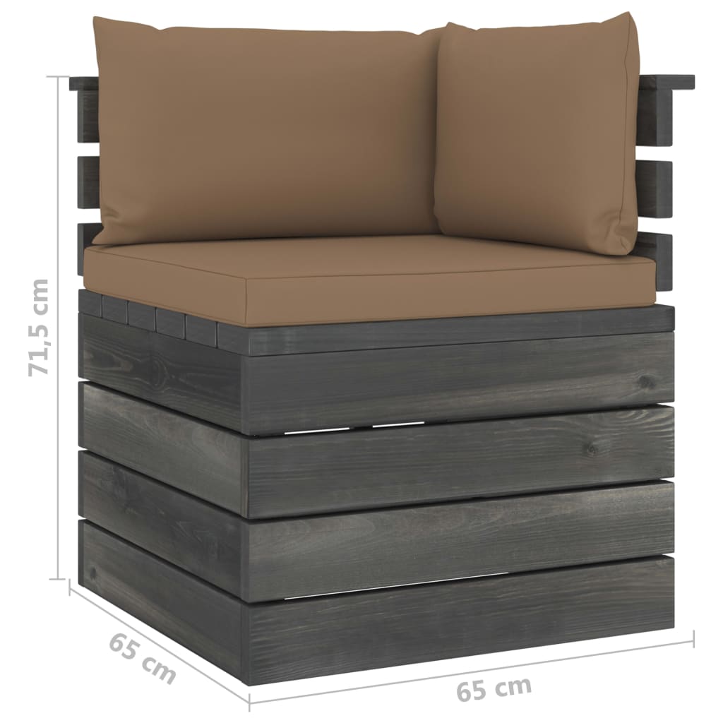 7-delige Loungeset met kussens pallet massief grenenhout