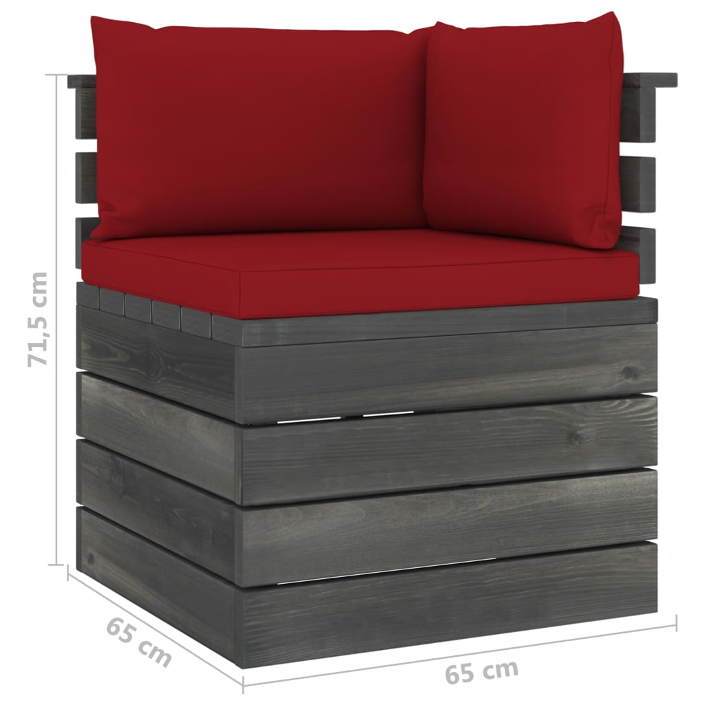 7-delige Loungeset met kussens pallet massief grenenhout