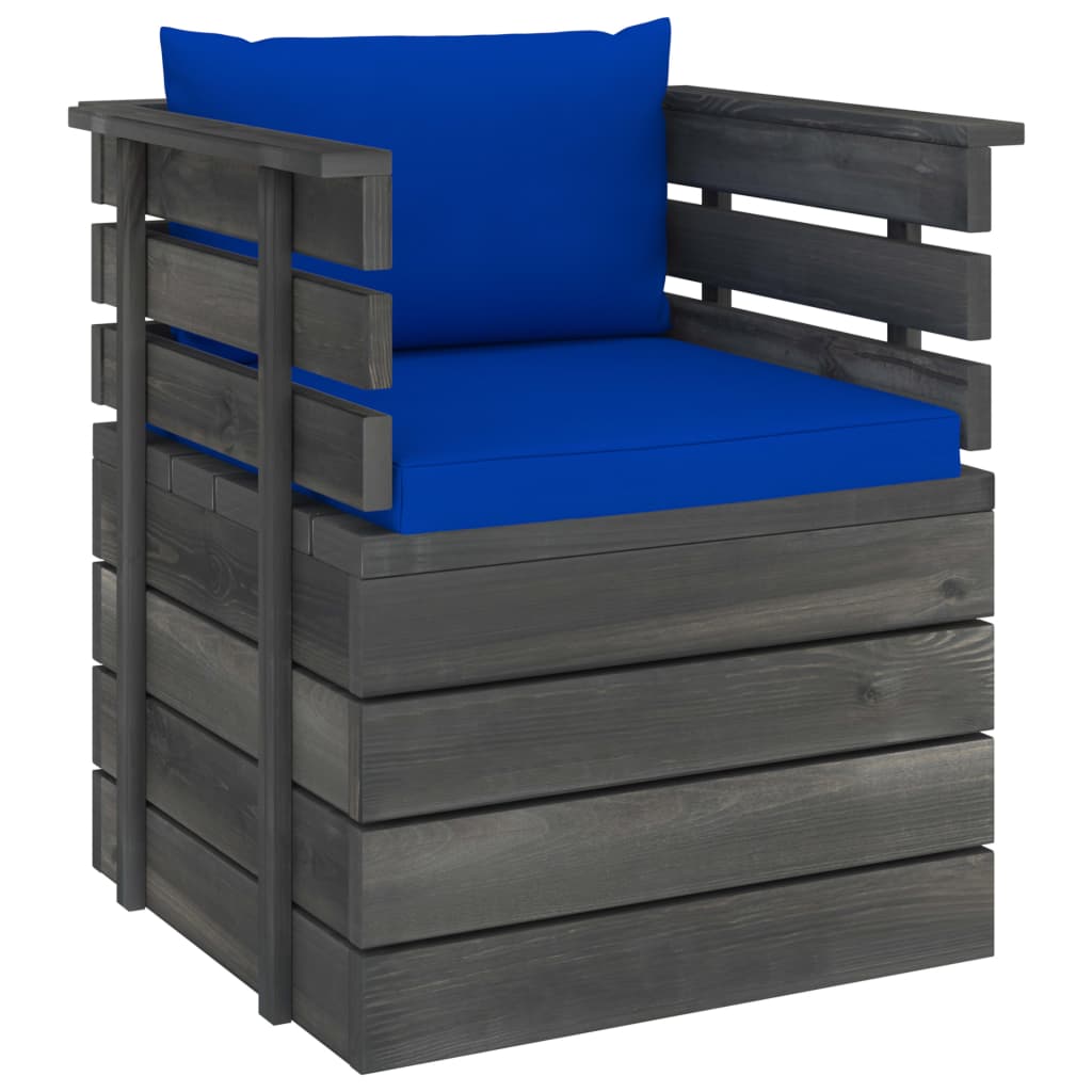 7-delige Loungeset met kussens pallet massief grenenhout