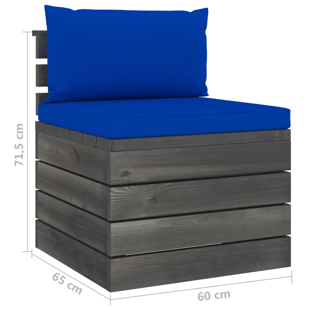 7-delige Loungeset met kussens pallet massief grenenhout